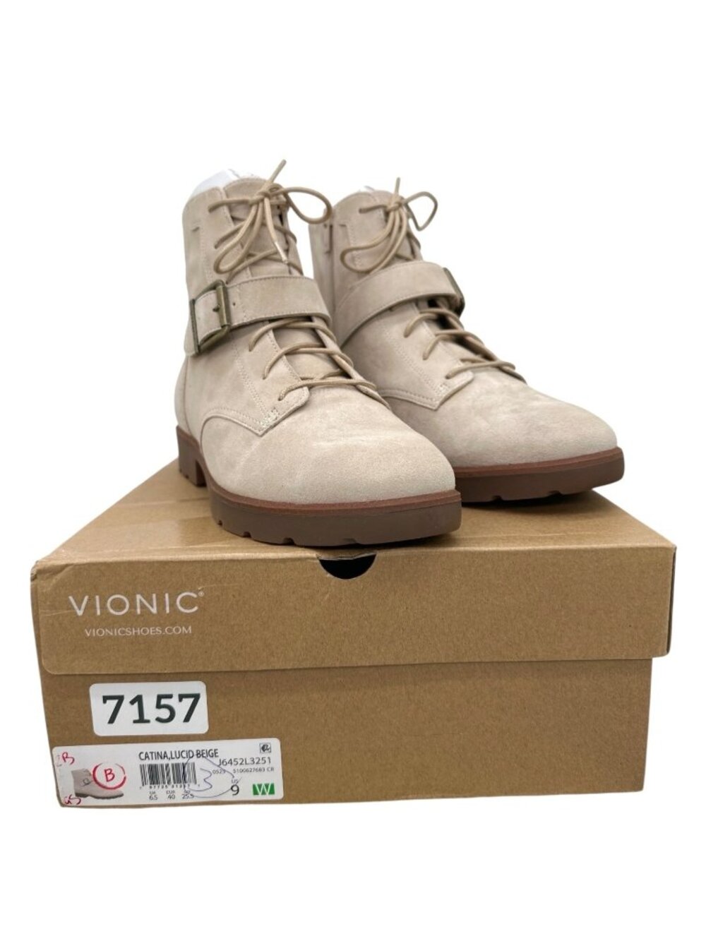 Vionic Catina Lace Up Booties Women’s 9W Suede Zip Combat Comfort Ankle Boots